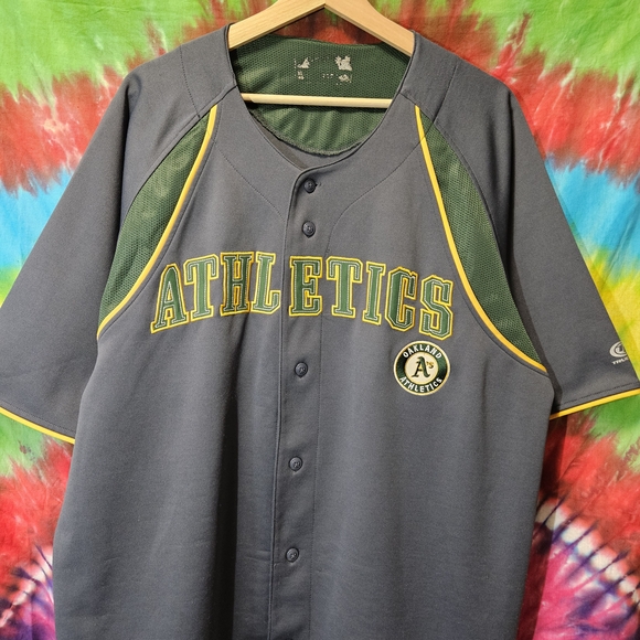 Oakland Athletics Dark Gray Team Baseball Jersey with Yellow Trim True Fan TagXL - Picture 4 of 14